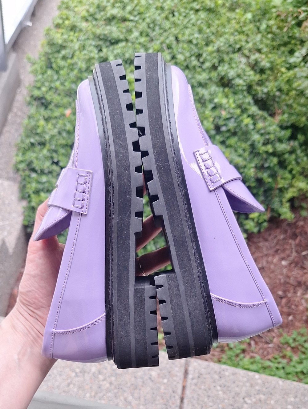 D'Amelio Prescia Purple Chunky Vegan Patent Leather Loafers Size 6 - Picture 8 of 9